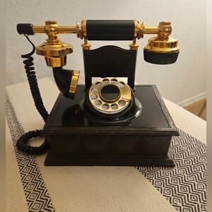 Vintage Black and Gold Rotary Telephone